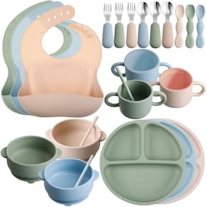 Conjunto de alimentação para bebês Yinder Silicone, pacote com 24 unidades, LED Weaning