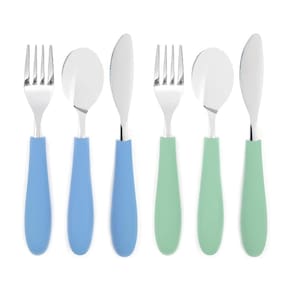 Conjunto de 6 peças de talheres para crianças Elk and Friends com alça de silicone
