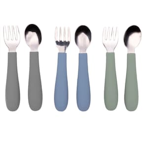 Utensílios para crianças WeeSprout 3 garfos e 3 colheres de aço inoxidável