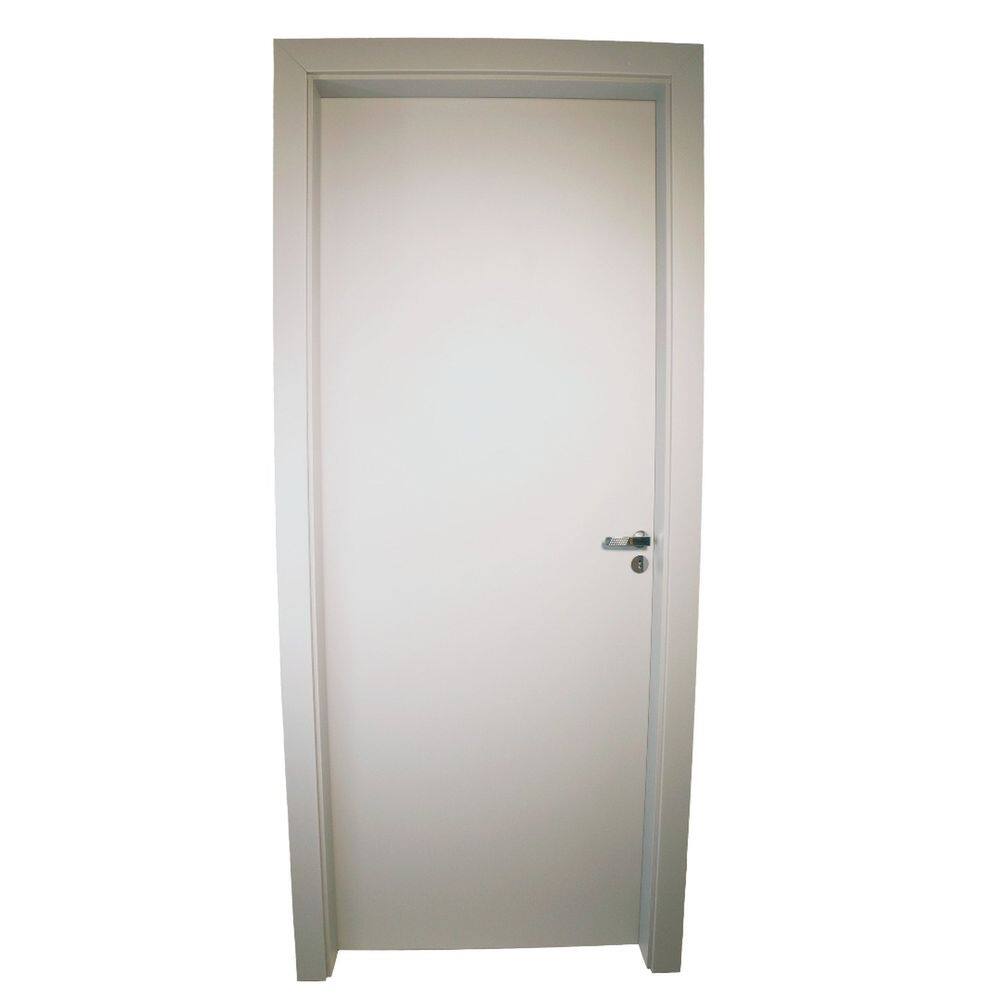 Kit Porta de Madeira Completa 213x64cm Batente 16cm Lado Direito Cinza TX