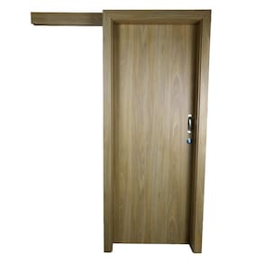 Kit Porta de Madeira de Correr Completa 213x70cm Batente 12cm Freijó