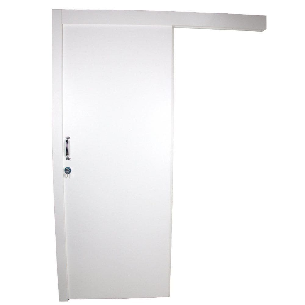Kit Porta de Madeira de Correr Completa 213x90cm Batente 16cm Branco TX