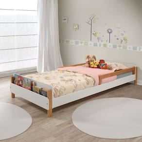 Cama Montessori Maui 45cm X 95cm X 205cm Branco/Amêndoa