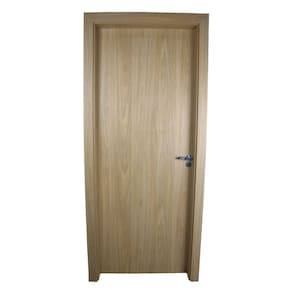 Kit Porta de Madeira Completa 213x64cm Batente 14cm Lado Direito Freijó