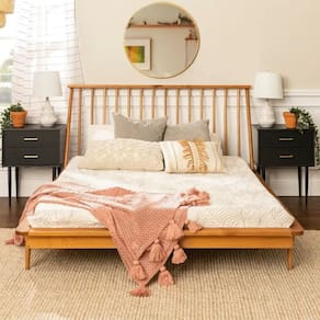 Cama de Casal/Queen Lunna Madeira Maciça Caramelo