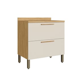 Balcão 80cm 1 Porta 1 Gaveta 100% Mdf Espresso Móveis Estônia Amêndoa/Off White
