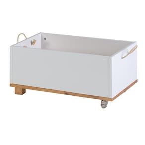 Baú Infantil Doug 60cm X 36cm X 30cm Branco/Amêndoa