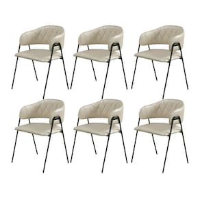 Conjunto 6 Cadeiras Jantar Base Metal Retro Pérola