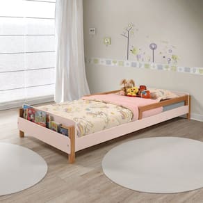 Cama Montessori Maui 45cm X 95cm X 205cm Rosa/Amêndoa