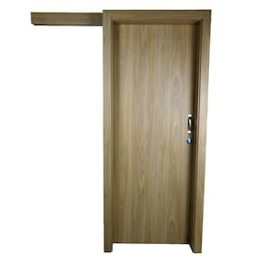 Kit Porta de Madeira de Correr Completa 213x90cm Batente 16cm Freijó
