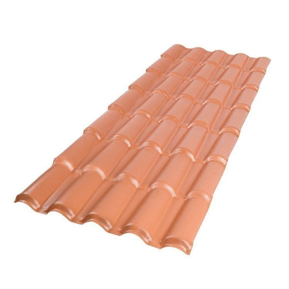 Kit 10 Telhas Colonial Pvc 3,28x0,86 5 Ondas Afort Terracota