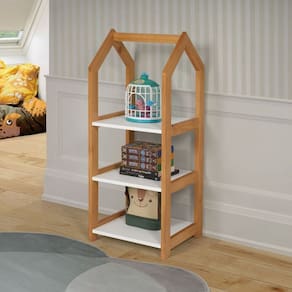 Estante para Livros 100x40x35cm Infantil Branco/Amêndoa