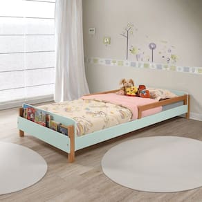 Cama Montessori Maui 45cm X 95cm X 205cm Verde/Amêndoa