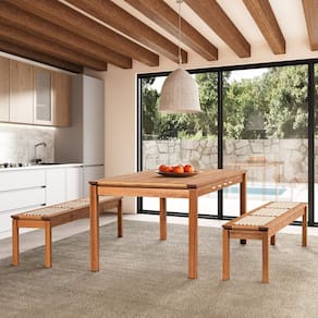Conjunto Sala de Jantar 1 Mesa 2 Bancos 180cm Jatobá/Areia