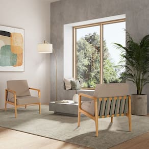 Poltrona para Sala 80cm X 78cm X 69cm Verniz Mel/Fita Verde Oliva/Marrom