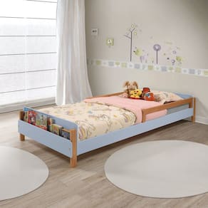 Cama Montessori Maui 45cm X 95cm X 205cm Azul BB/Amêndoa
