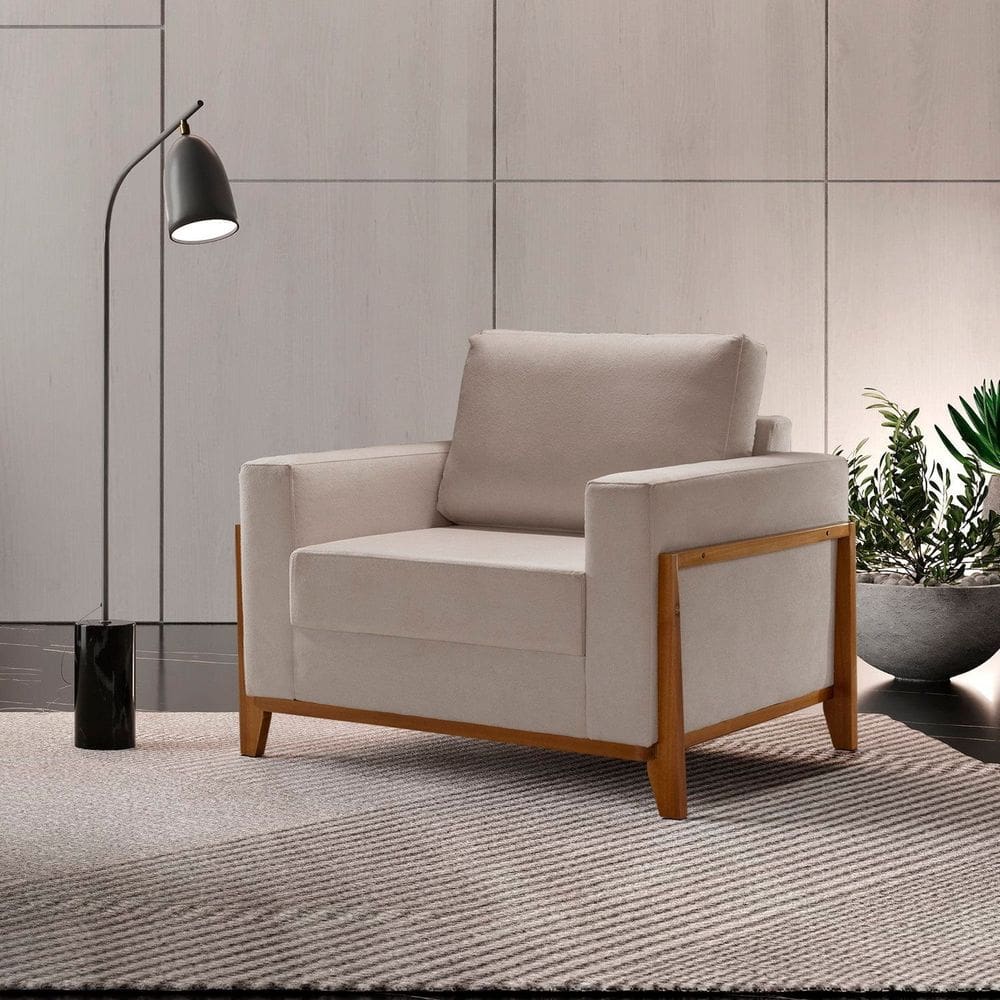 Poltrona para Sala de Estar 104cm Paris Bege