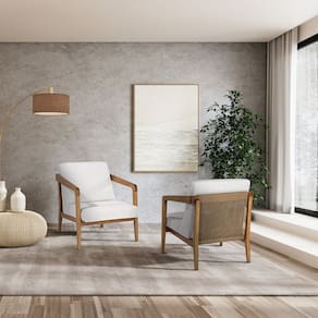 Poltrona para Sala 79cm X 78cm X 70cm Verniz Avelã/Corda Rami