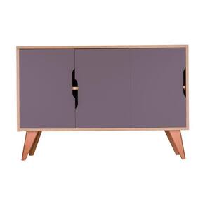 Aparador Buffet com 3 Portas Murano Carvalho e Cinza Claro