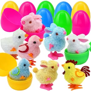 Pacote de 8 ovos de Páscoa pré-preenchidos com coelhinhos e pintinhos que pulam