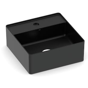 Cuba de Apoio Quadrada com Mesa 350x350 Design 3d Matte Black
