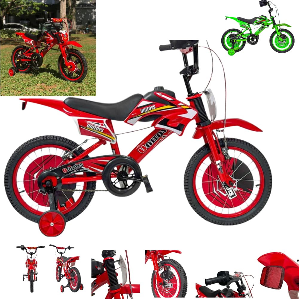 Bicicleta Bike Infantil Estilo Moto Cross Aro 16 Com Rodinha Menino De 3 a 8 anos