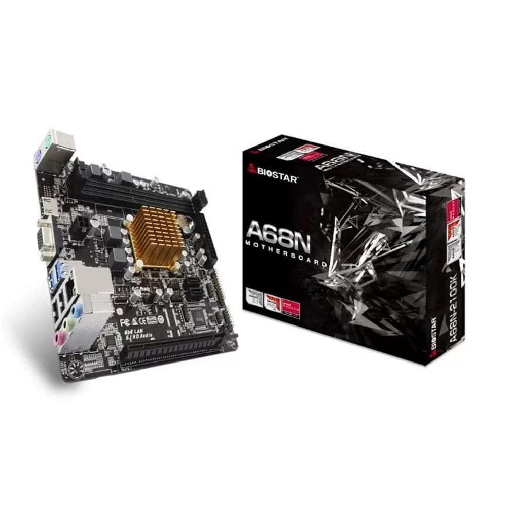 Placa Mãe Biostar A68N-2100K 2.0, com Processador AMD E1-6010, Mini-ITX, DDR3