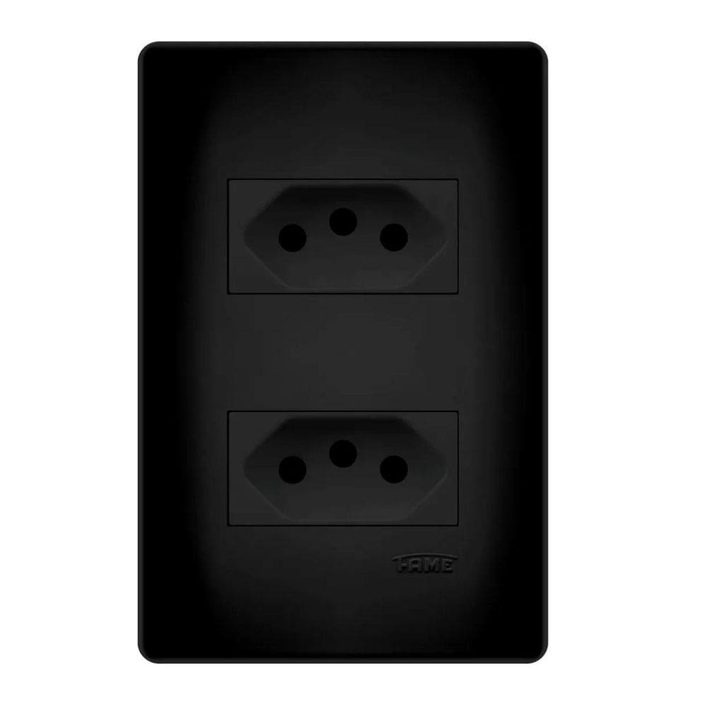 2 Tomadas Preta 2P+T Dist 10A/250V C/P Shp - Fame