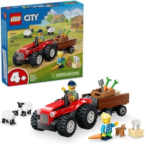 LEGO CITY - City - Trator agrícola vermelho com reboque e ovelhas 60461