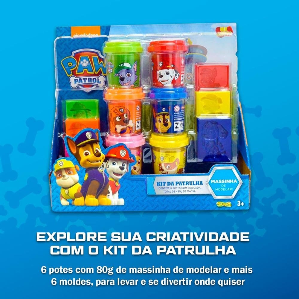 Patrulha Canina - Kit Com 6 Potes De Massa De Modelar