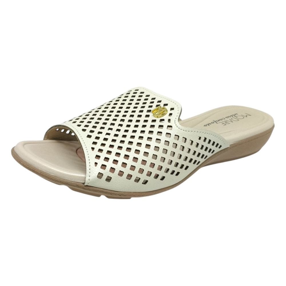 Tamanco Feminino Anabela Baixa Conforto Microfuros Modare