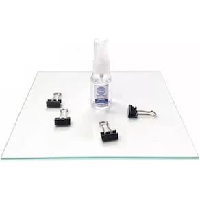 Kit Base de vidro 235 x 235mm p/ impressoras 3D c/ presilha e adesivo