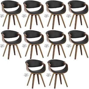 Kit com 10 Cadeiras Nicole Giratória para Sala de Jantar Preto