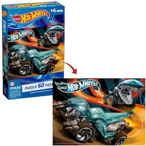 Quebra Cabeça Infantil Hot Wheels Puzzle 60 Peças Grow