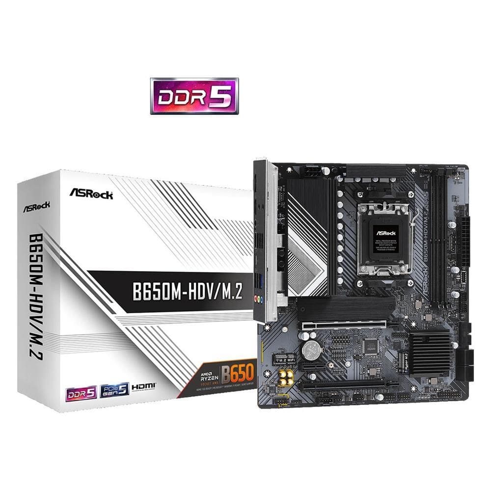 Placa Mãe ASRock B650M-HDV/M.2, Chipset B650, AMD AM5, mATX, DDR5