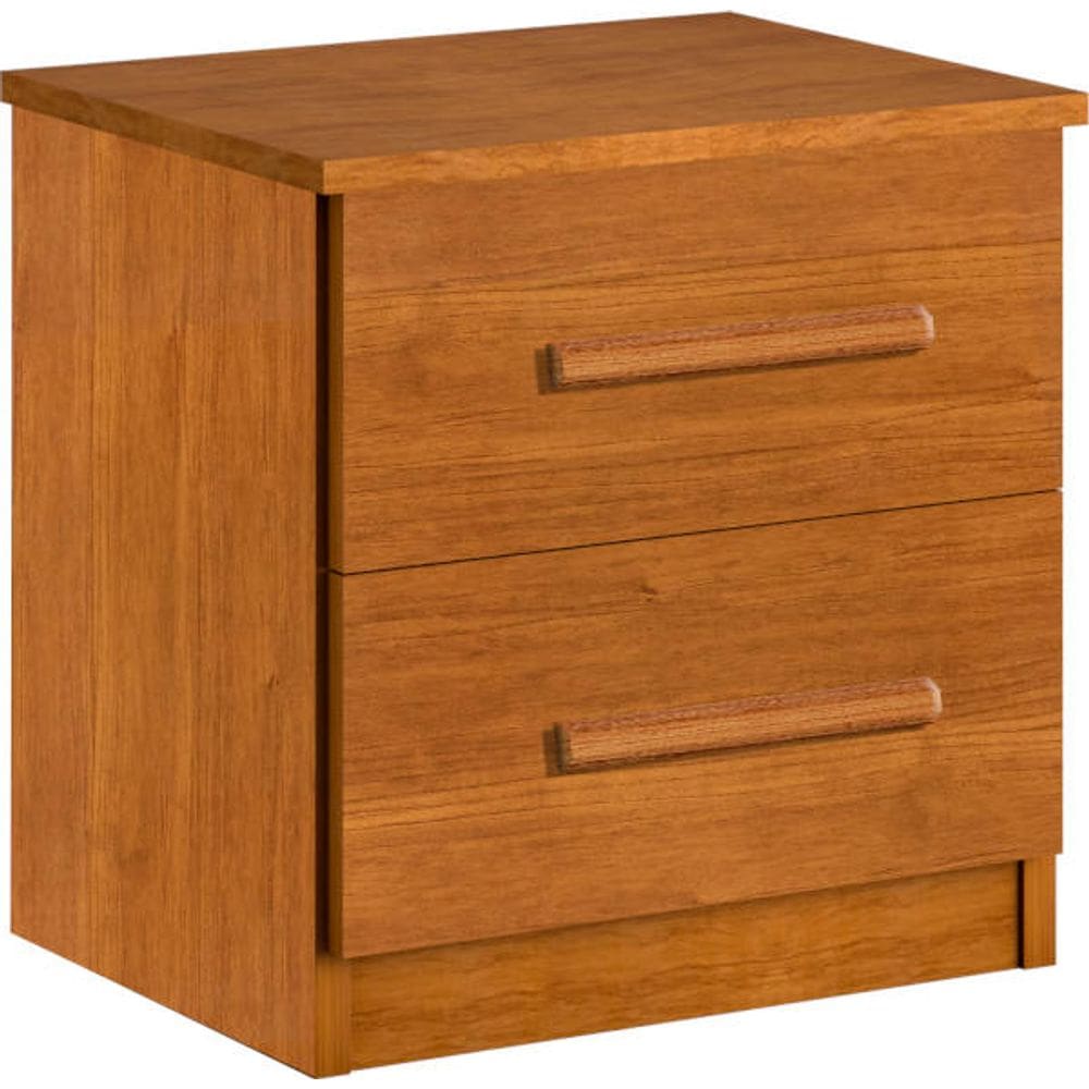 Mesa de Cabeceira MDF 2 gavetas puxadores madeira - Zeus-Nature - Bianchi Móveis