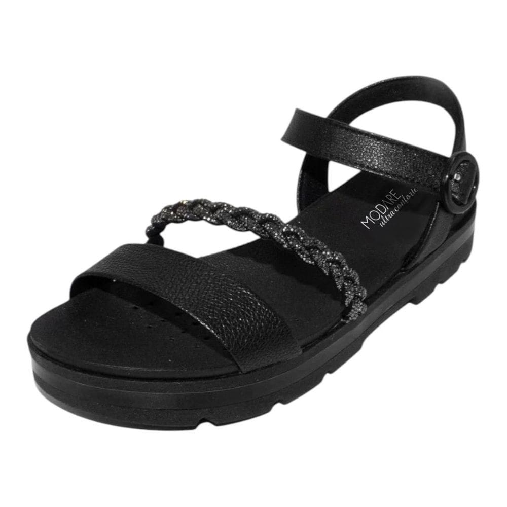 Sandalia Feminina Moderna Conforto Pratico Strass Modare
