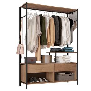 Guarda-Roupa 3 Prateleiras 2 Gavetas Aço Carbono e MDF com e Cabideiro Bianca