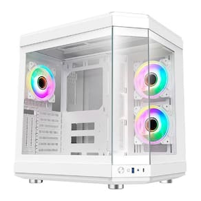 Gabinete Gamer Liketec Unreal Snow, Cube Desing, Mid Tower, Vidro Temperado, Sem Fonte, Sem Fans, Branco