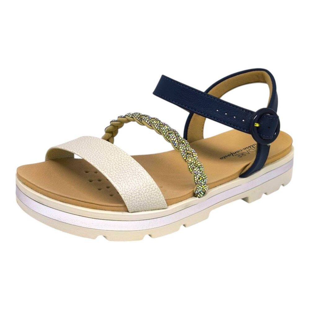 Sandalia Feminina Moderna Conforto Pratico Strass Modare