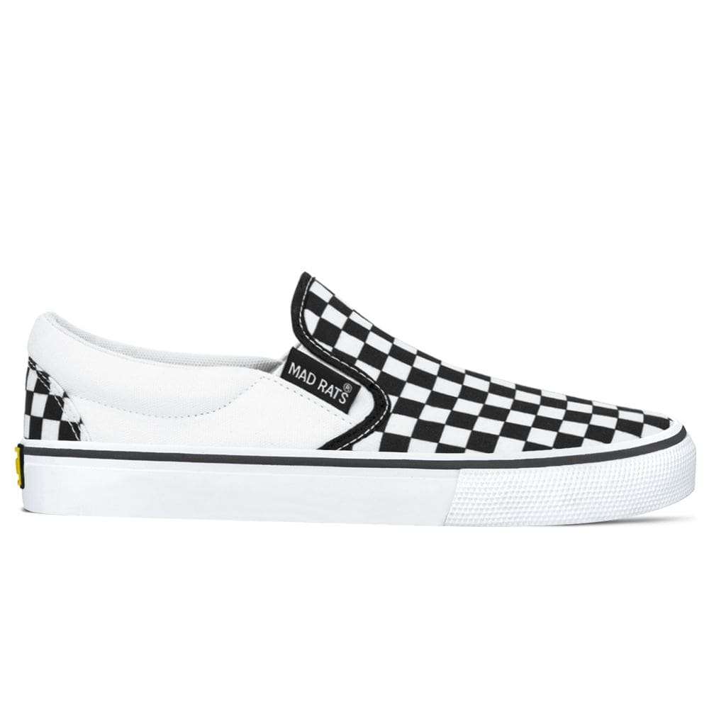 Tênis Mad Rats Lona Unissex Quadriculado Slip On | Branco