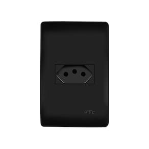 Tomada Fame Habitat Black 2P+T 10A com Placa 4x2 Preta