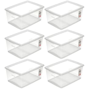 6 Caixas Organizadoras com Tampa 30L Empilháveis Click Ordene de Plástico