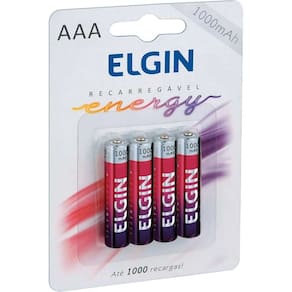 Pilha Recarregável Palito AAA 1000mah 1.2v c/04 - Elgin