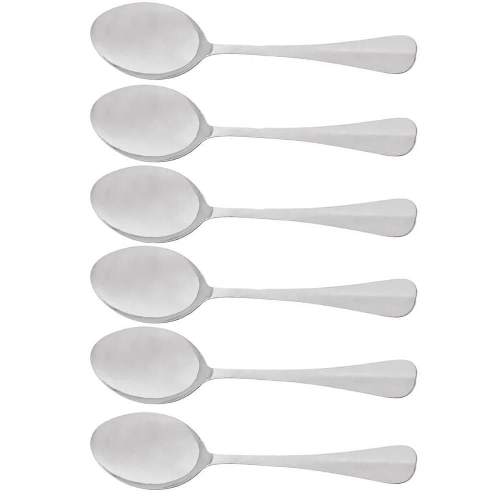 Kit 6 Colheres Aço Inox Servir Positano 26cm Lyor Colher Arroz Restaurante Sobremesas Assados