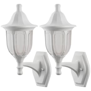 2 Arandelas Externas Modenas Brancas de Parede Clássicas 38cm Casas Jardim Dital