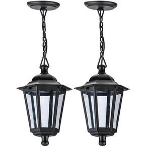 Kit 2 Pendentes Pretos Externos Gregos 18x58cm Lâmpada E27 Termoplástico Dital