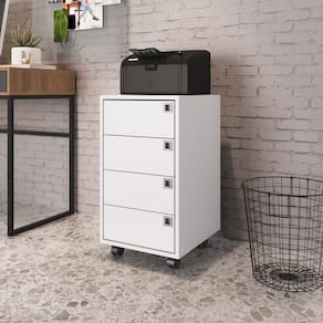 Gaveteiro para Escritório com 4 Gavetas OB001 Branco