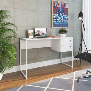 Escrivaninha Retrô com Gaveteiro 2 Gavetas P1012 Branco