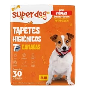 Tapete Higiênico para Cães Super Dog Slim Pacote com 30 unidades 80x60cm